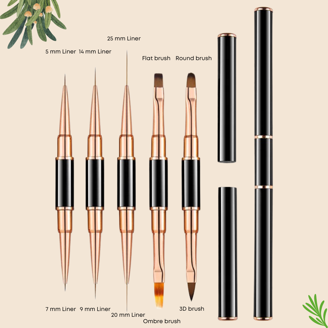 5 Dual End Nail Brush Set - Paddie Nails