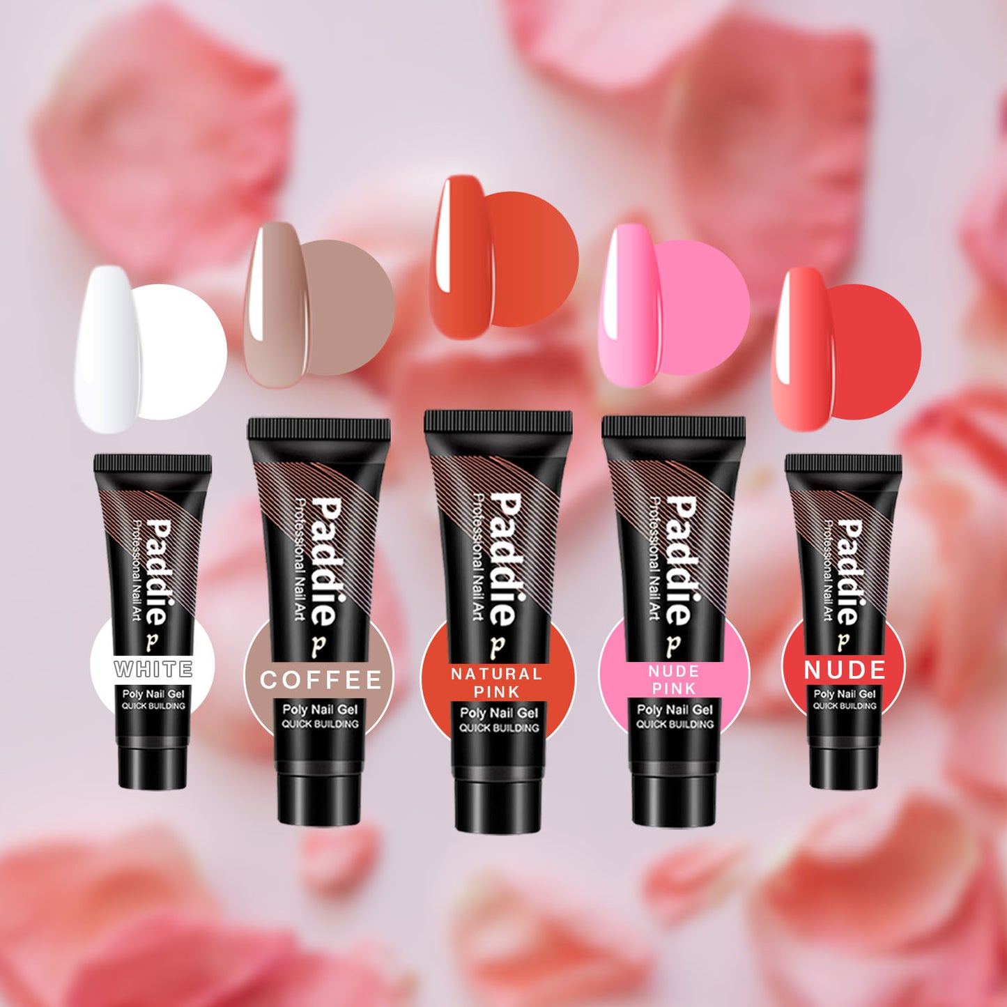 Valentine's Kit (5 Colors + B&T Coats + UV Light + Remover) - Paddie Nails